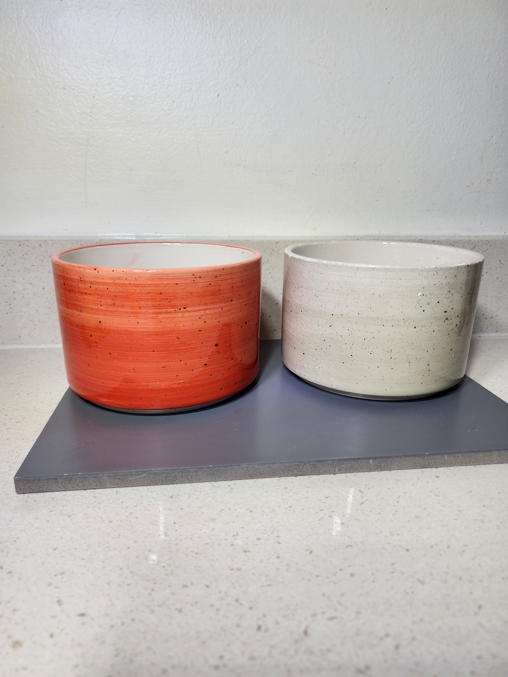 2pc Ceramic Planter - Candle Holder Set - Orange and Cream